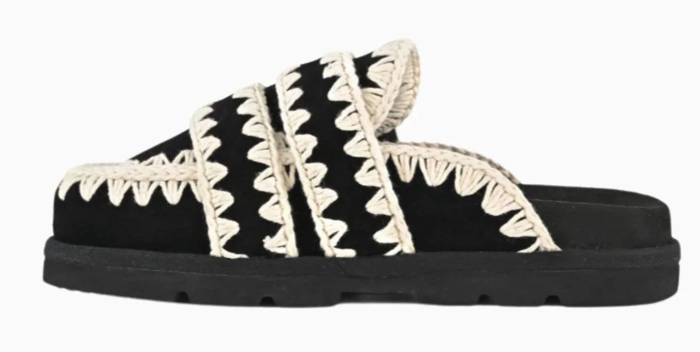 MOU Sabot Donna LOW BIO TWO BUCKLES-Black/White