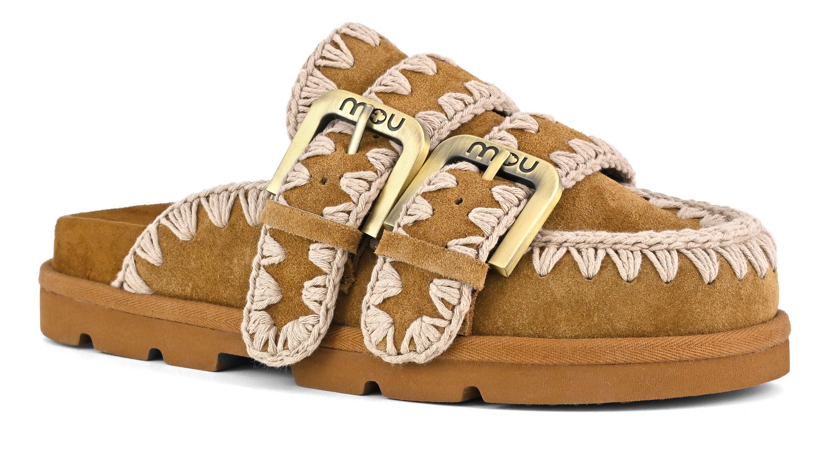 MOU Sandalo Donna LOW BIO TWO BUCKLES-Cognac