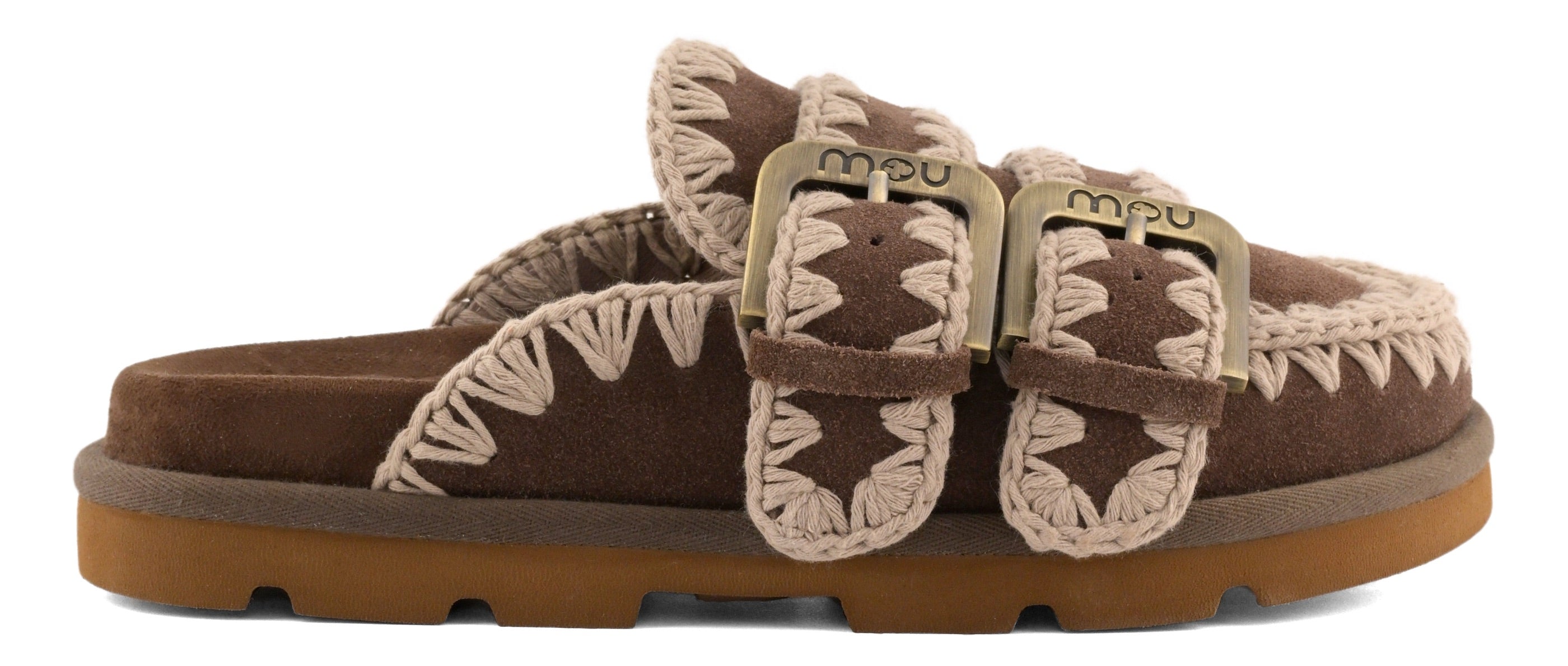 MOU Sabot Donna LOW BIO TWO BUCKLES-Deep Brown
