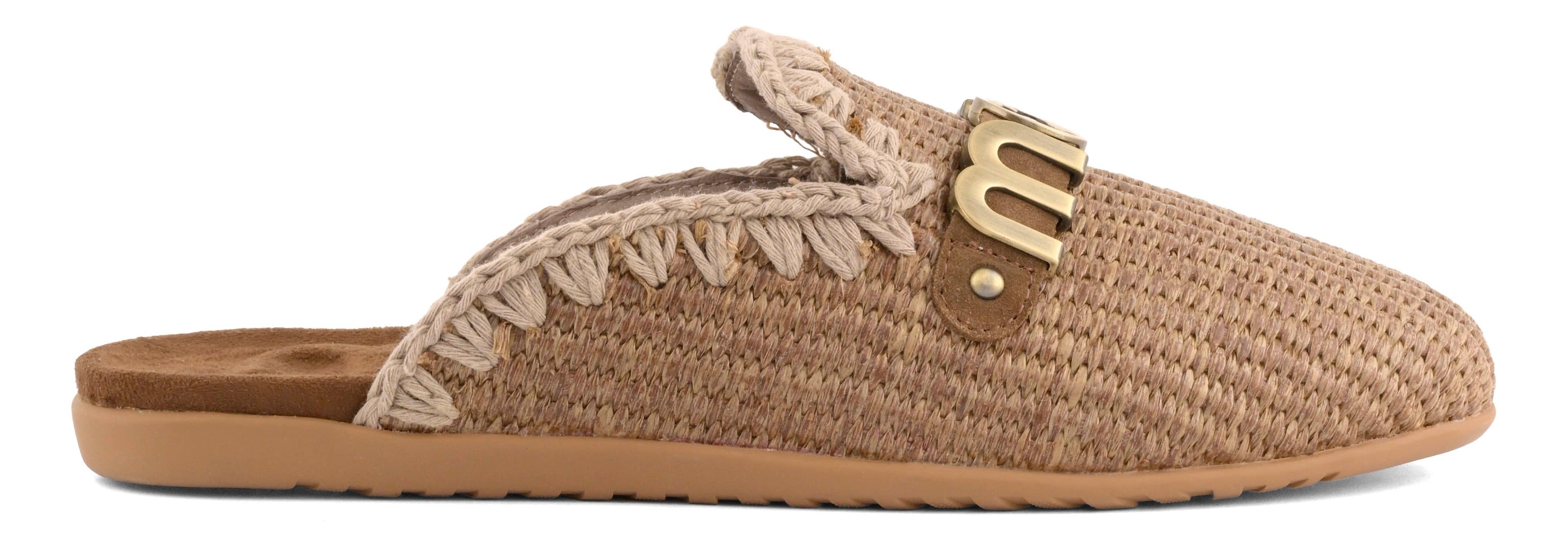 MOU Ballerina Donna OPEN HEEL RAFFIA-Nut Brown