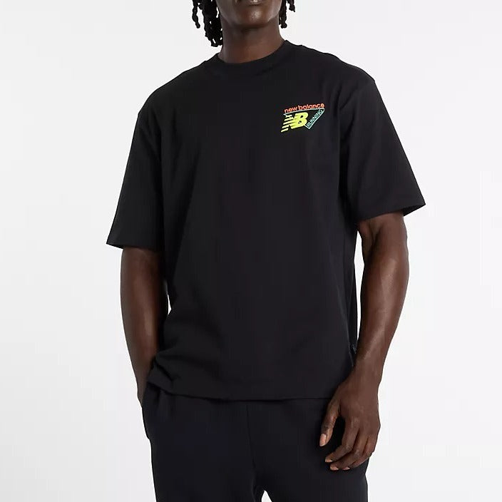 NEW BALANCE T-Shirt Uomo CLASSIC TRI-LOGO Heat Map-Black