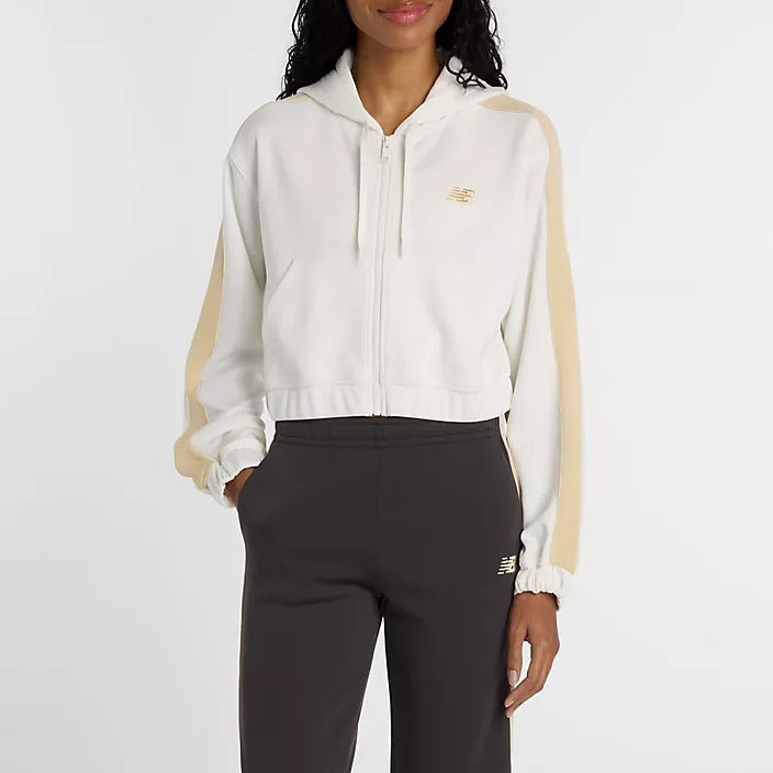 NEW BALANCE Felpa Donna INTERLOCK FULL ZIP-Sea Salt