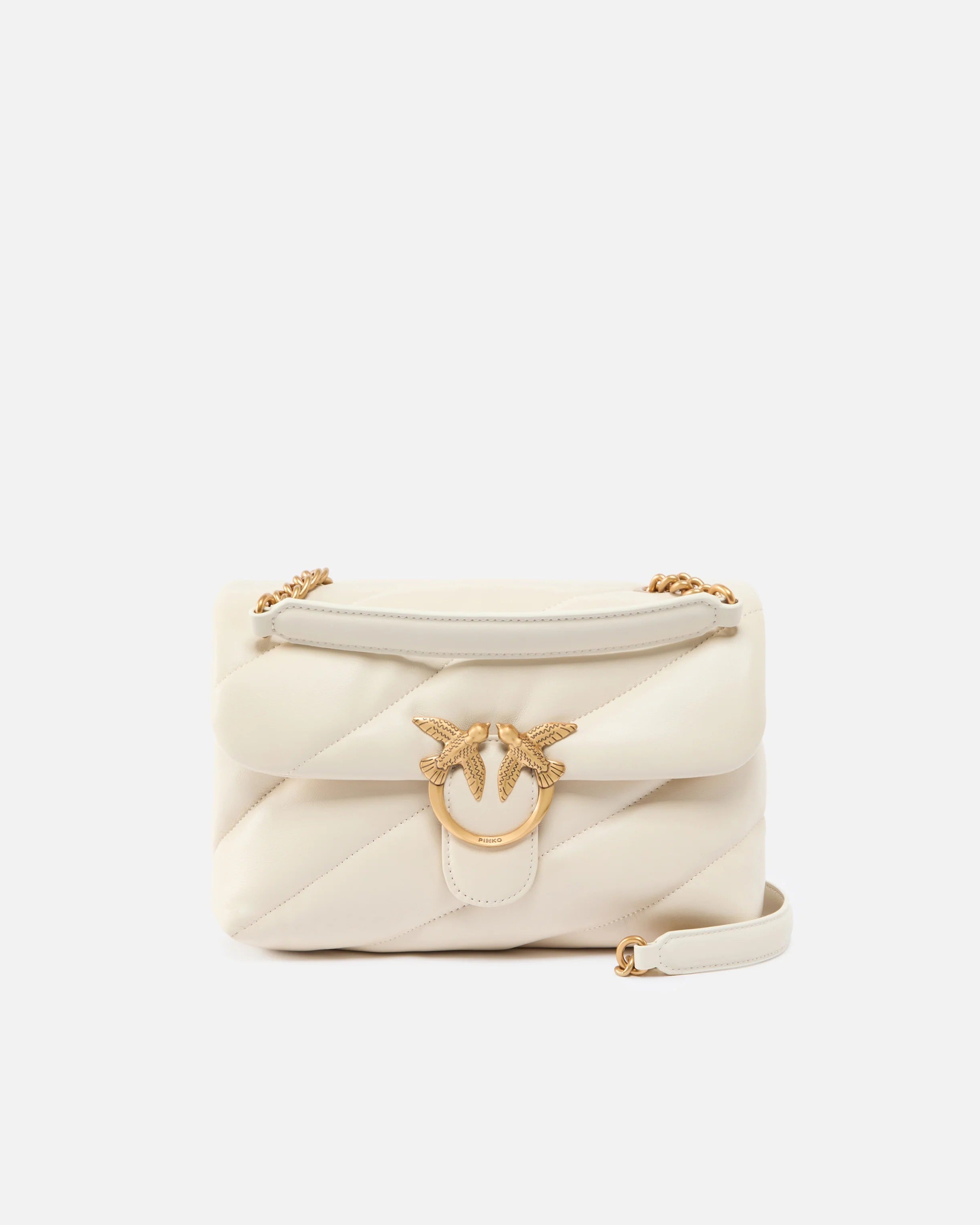 PINKO Borsa LOVE PUFF CLASSIC-Bianco/Antique Gold