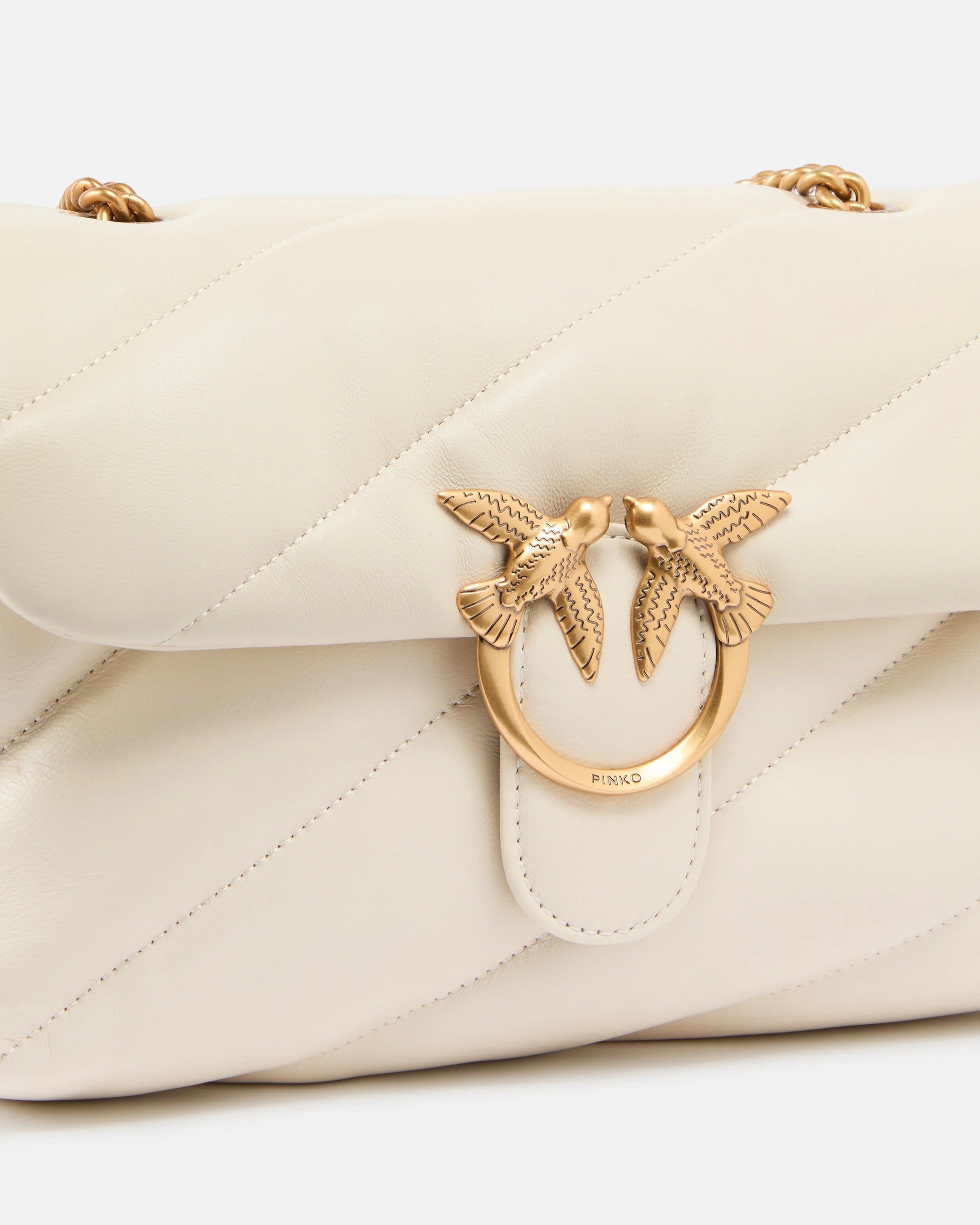 PINKO Borsa LOVE PUFF CLASSIC-Bianco/Antique Gold
