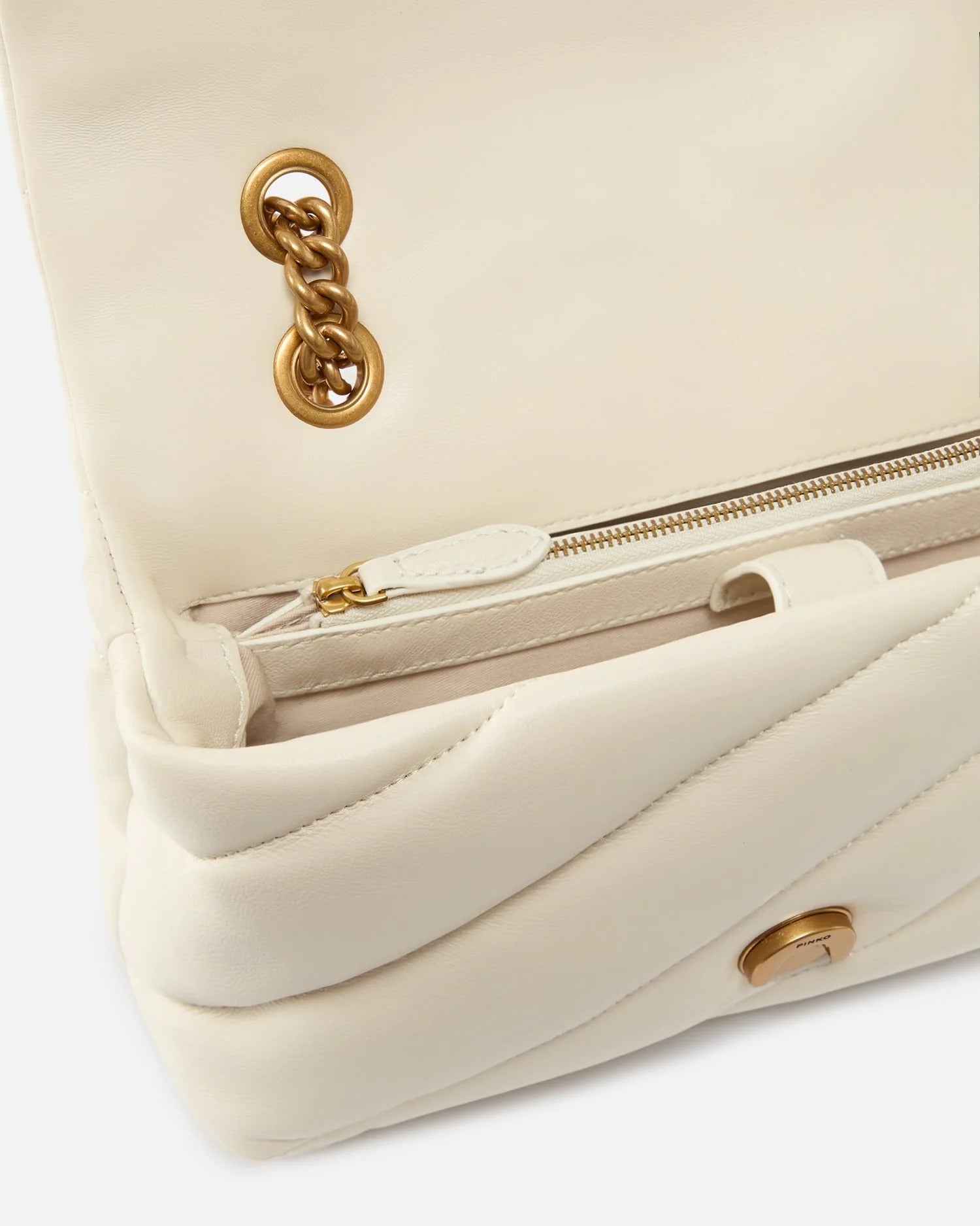 PINKO Borsa LOVE PUFF CLASSIC-Bianco/Antique Gold