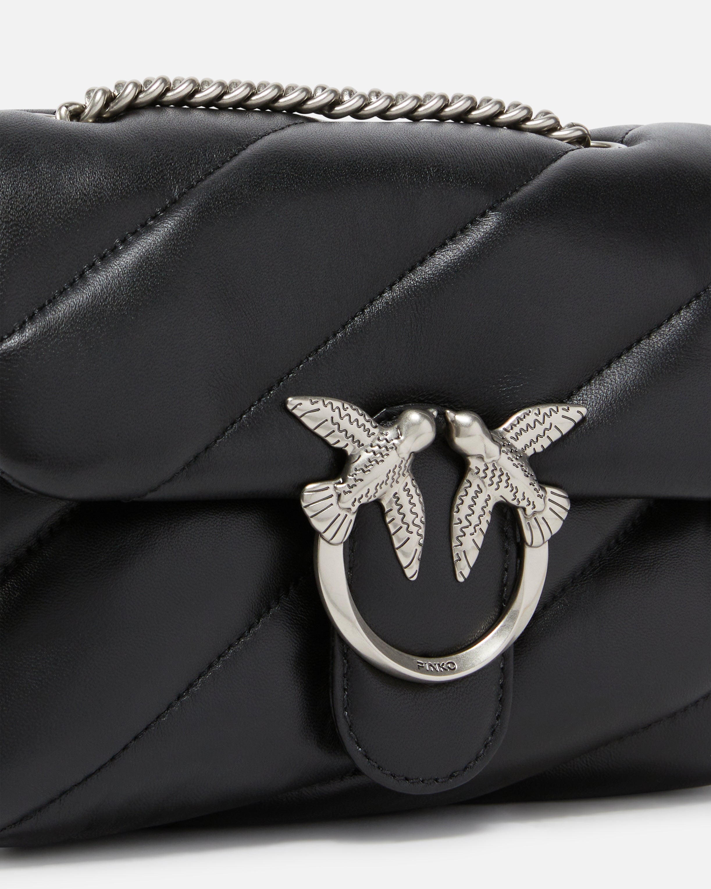 PINKO Borsa LOVE PUFF MINI Classic-Nero/Old Silver