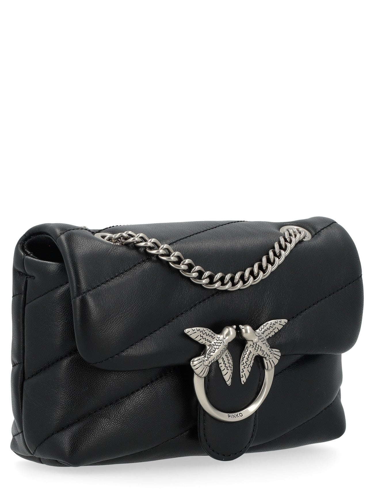PINKO Borsa LOVE PUFF BABY-Nero/Old Silver