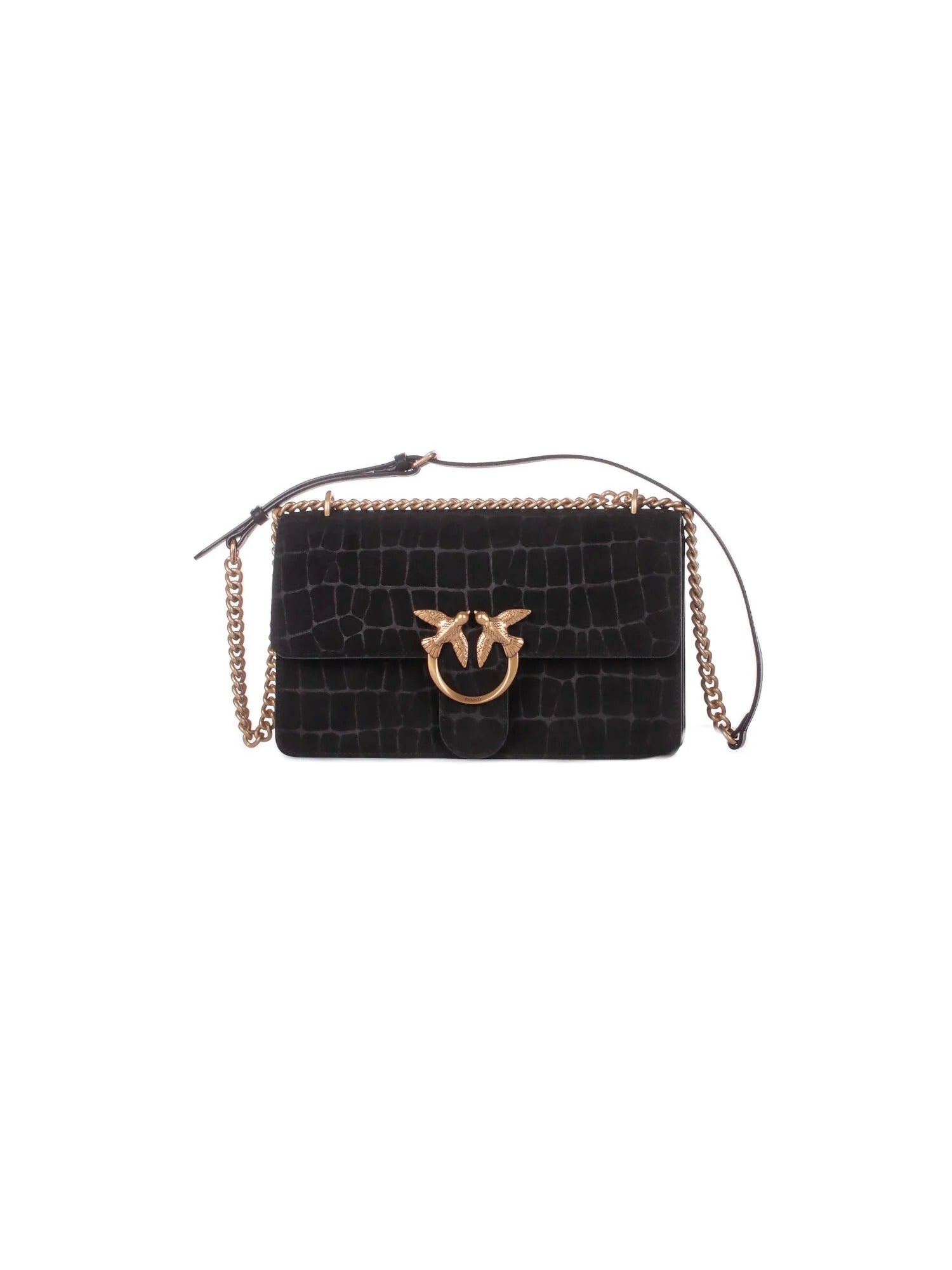 PINKO Borsa LOVE ONE MINI DC COCCO-Nero/Antique Gold