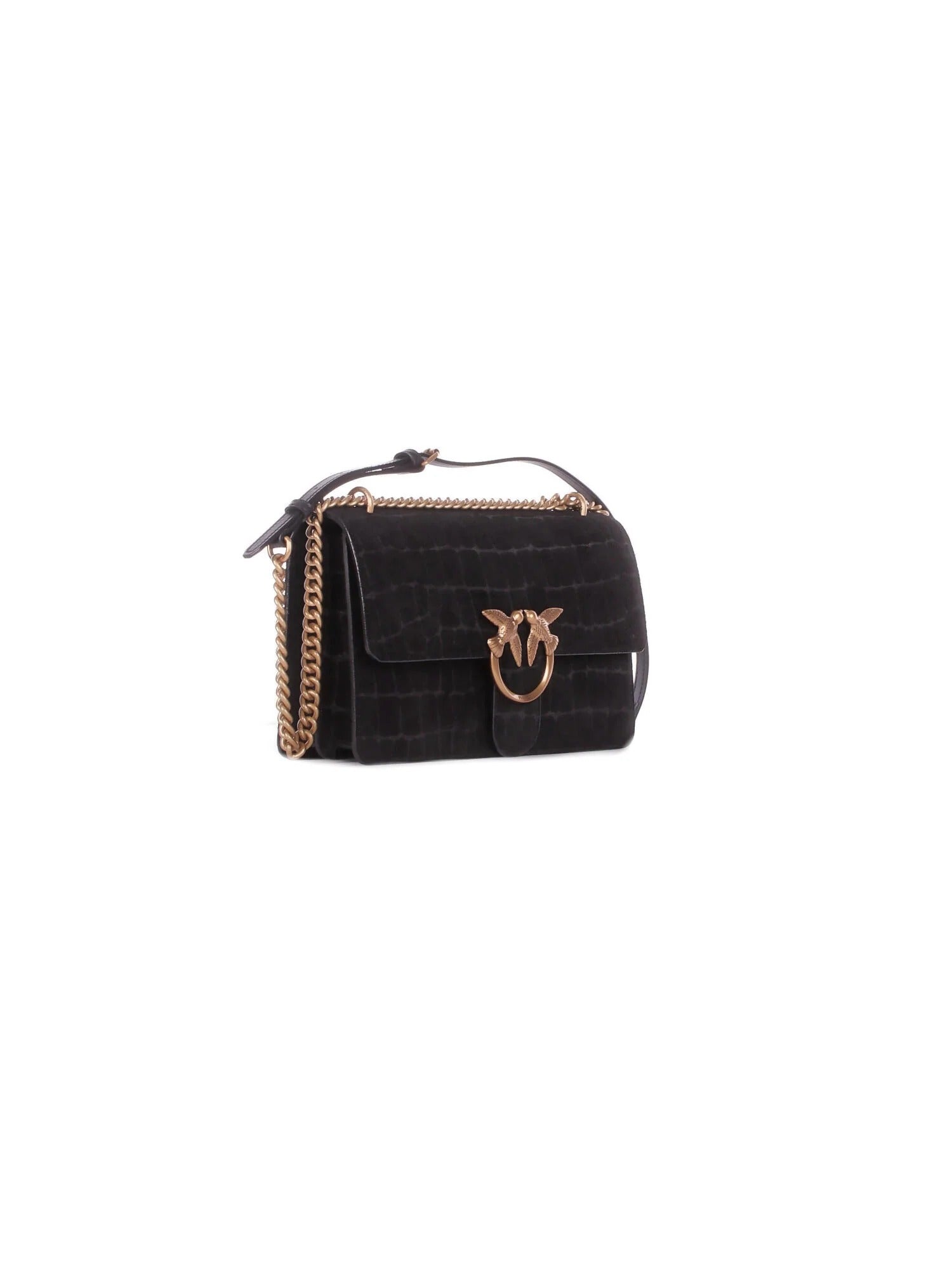 PINKO Borsa LOVE ONE MINI DC COCCO-Nero/Antique Gold