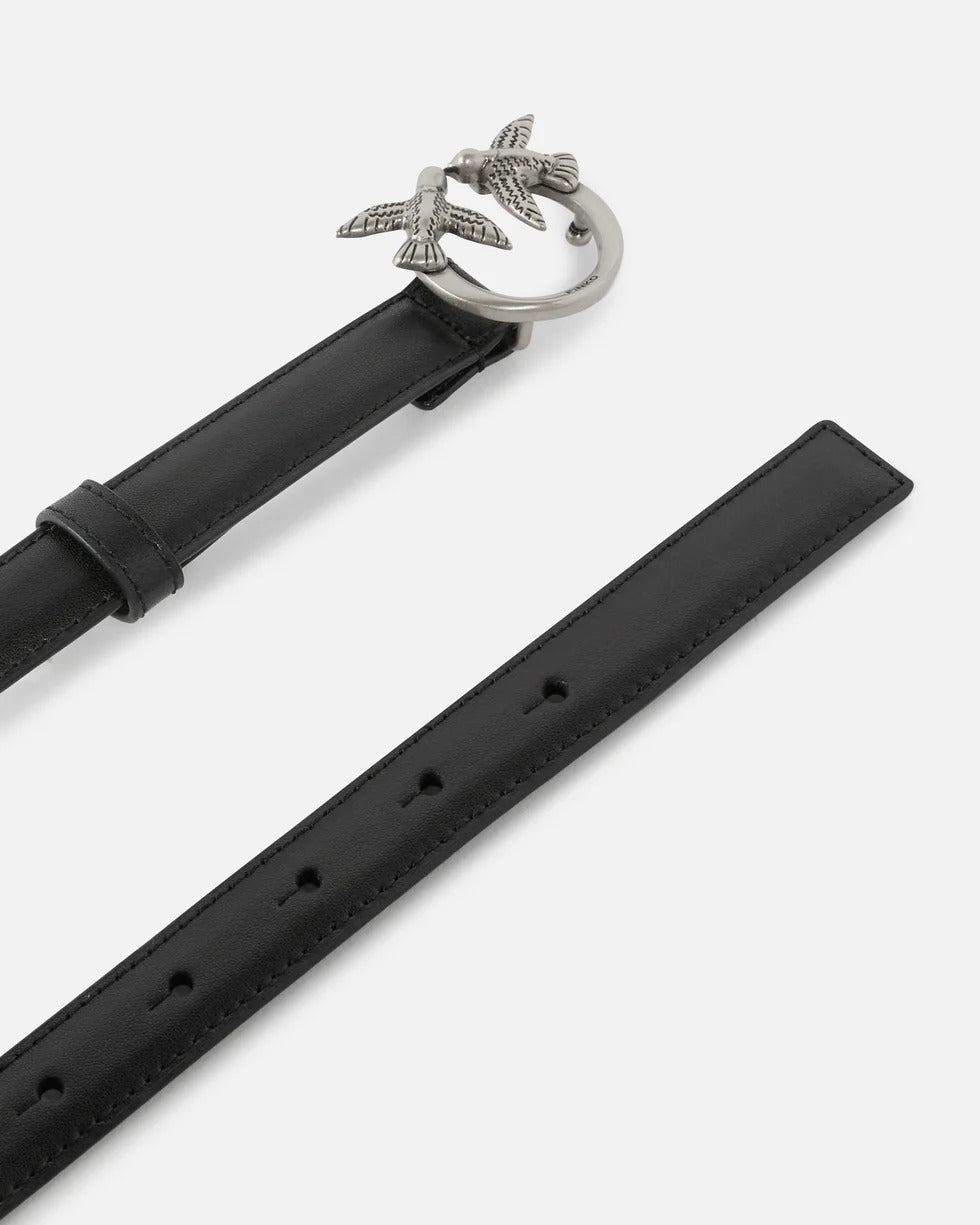 PINKO CINTURA LOVE BERRY H2-Nero/Old Silver