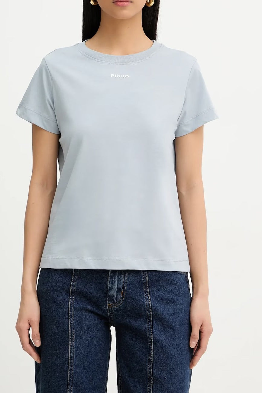 PINKO T-SHIRT BASICO-Azzurro Polvere