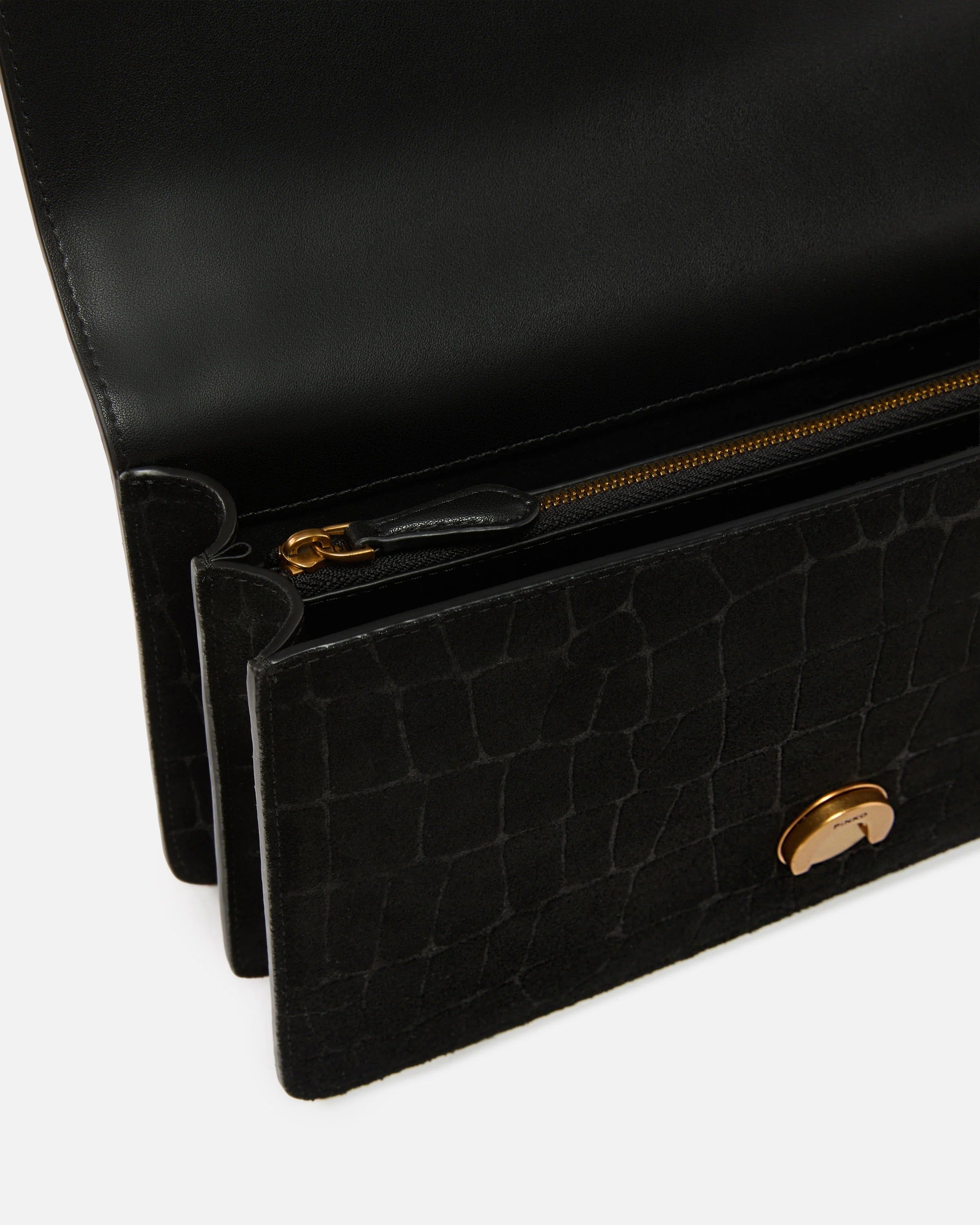 PINKO BORSA LOVE ONE CLASSIC COCCO-Nero/Antique Gold