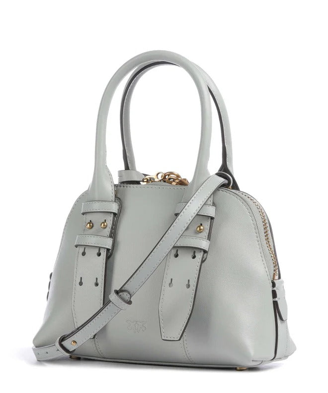 PINKO BORSA BOWLING ESCAPE MINI-Grigio Perla/Antique Gold