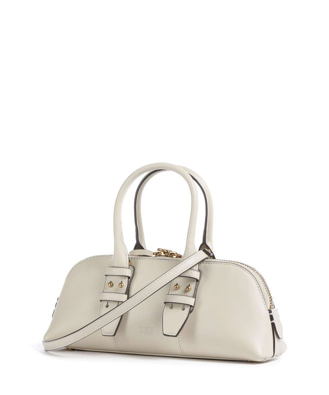 PINKO BORSA BOWLING ESCAPE HORIZONTAL-Bianco/Antique Gold