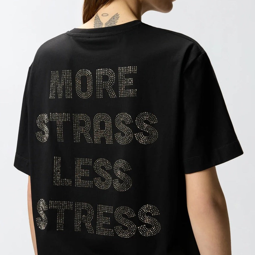 PINKO T-SHIRT STREPITOSO More Strass-Nero