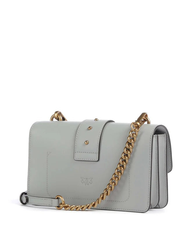 PINKO BORSA LOVE ONE MINI-Grigio Perla/Antique Gold