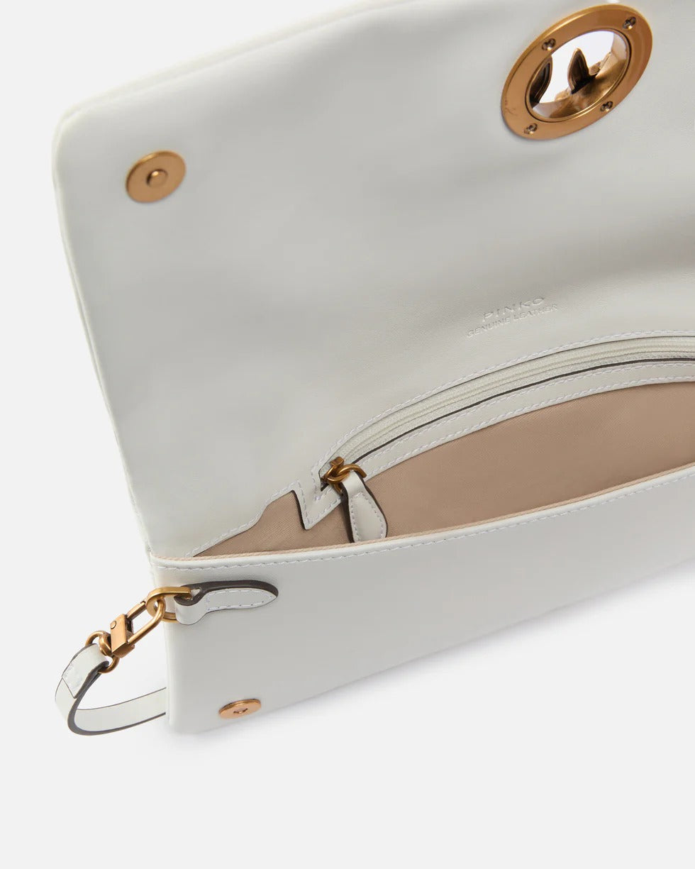 PINKO Borsa Love CLICK SOFT HORIZONTAL-Bianco/Antique Gold