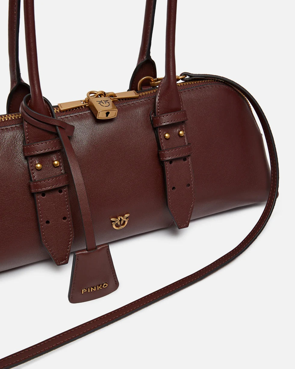 PINKO BORSA BOWLING ESCAPE HORIZONTAL Big-Burgundy/Antique Gold