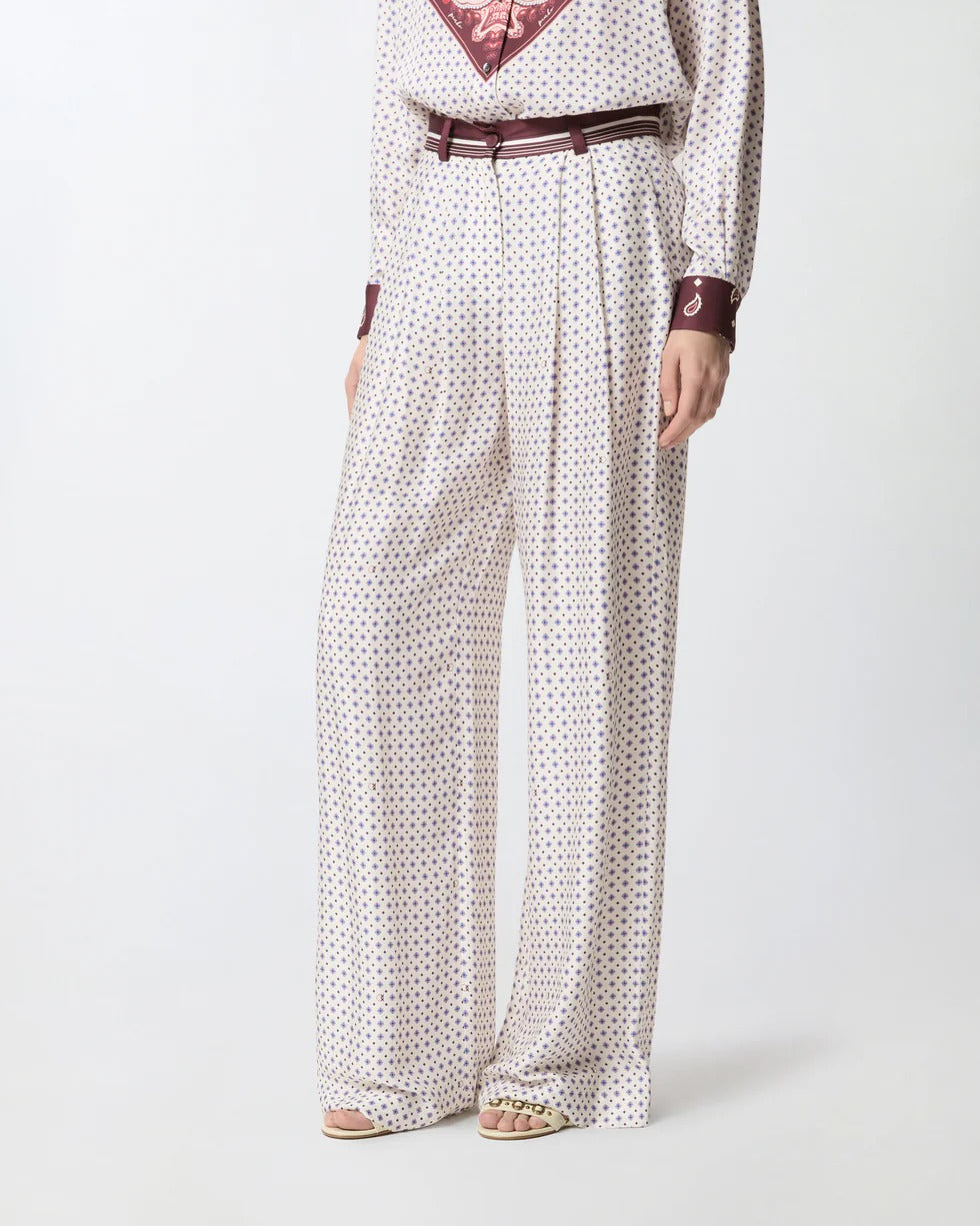 PINKO Pantalone RUTH-Multicolor Bianco/Bordeaux/Azzurro