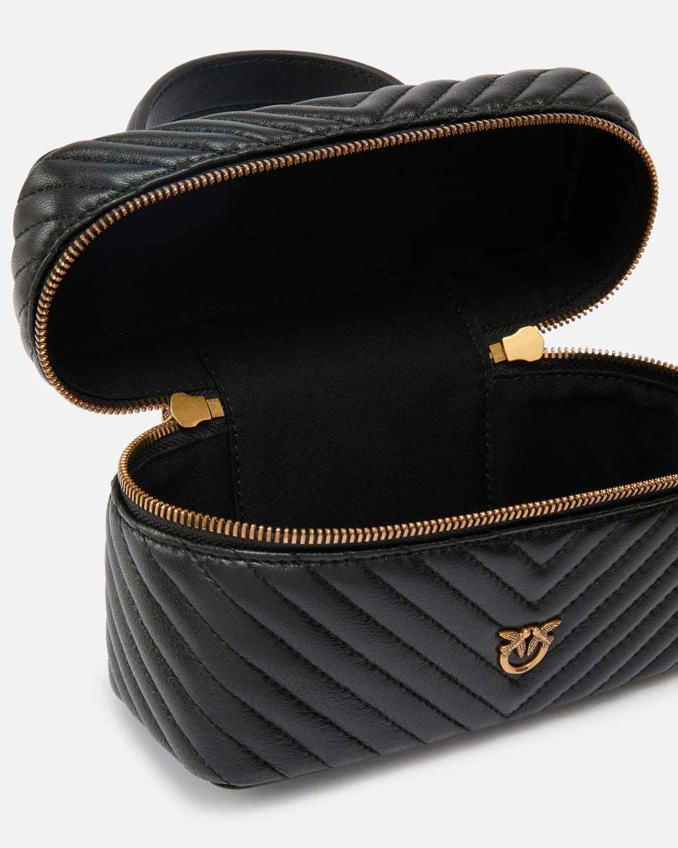 PINKO Beauty Case VANITY SOFT MINI-Nero/Antique Gold