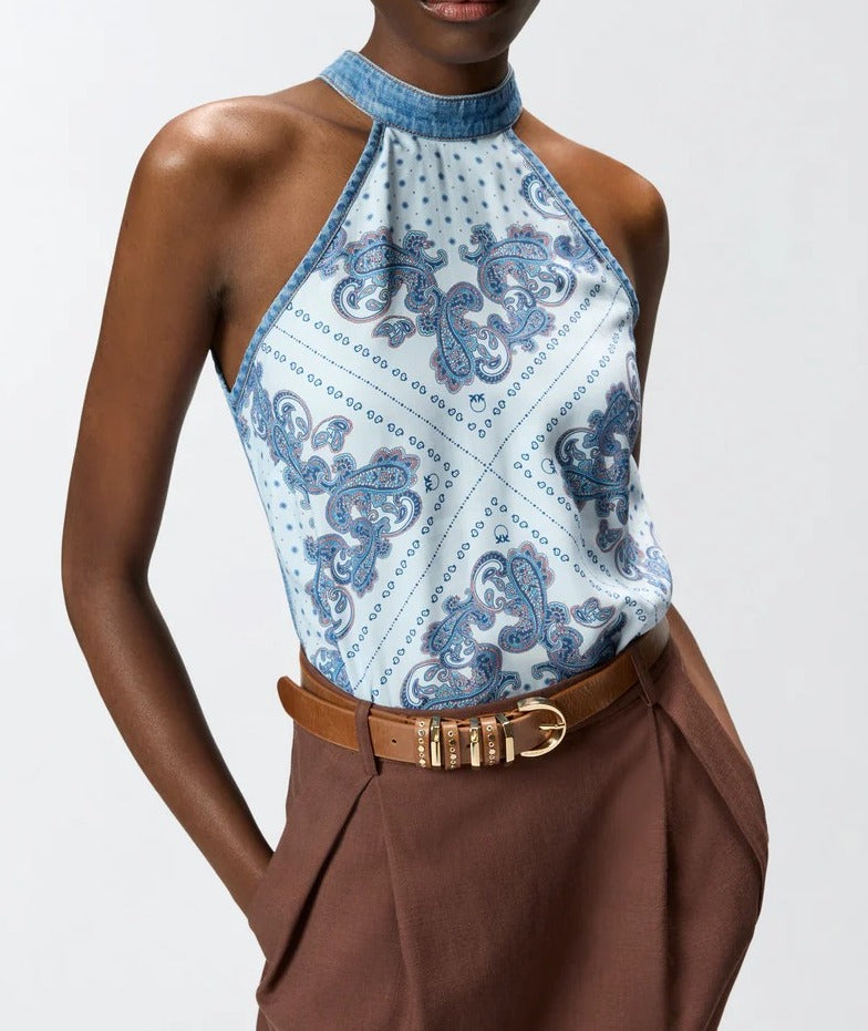 PINKO TOP ZINGARELLA-Azzurro/Blu