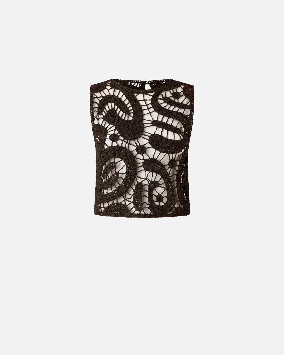 PINKO Top Eruzione Crochet-Marrone
