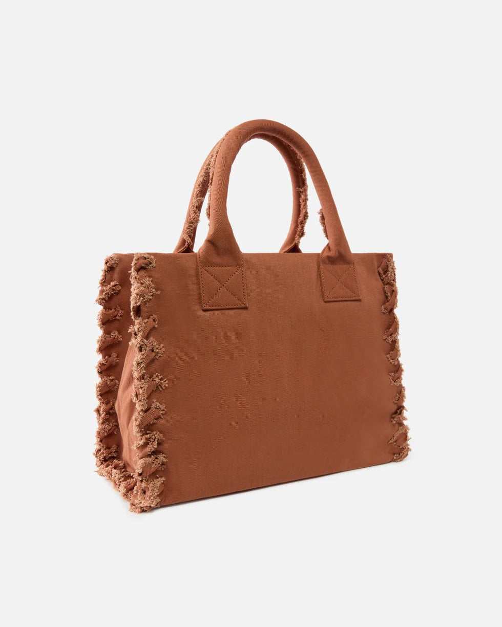 PINKO Borsa SHOPPER BEACH CANVAS-Marrone