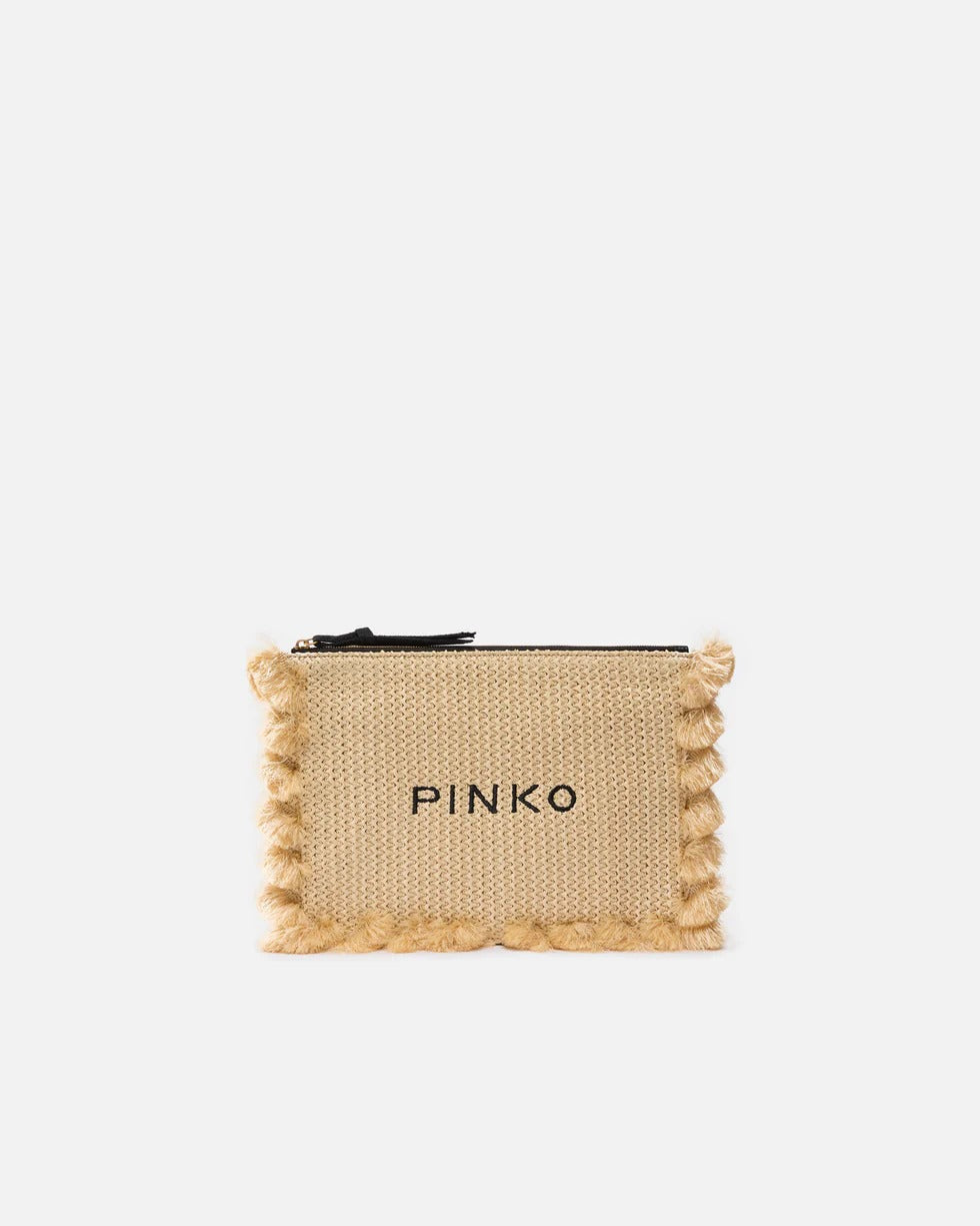 PINKO BORSA FLAT RAFFIA-Beige