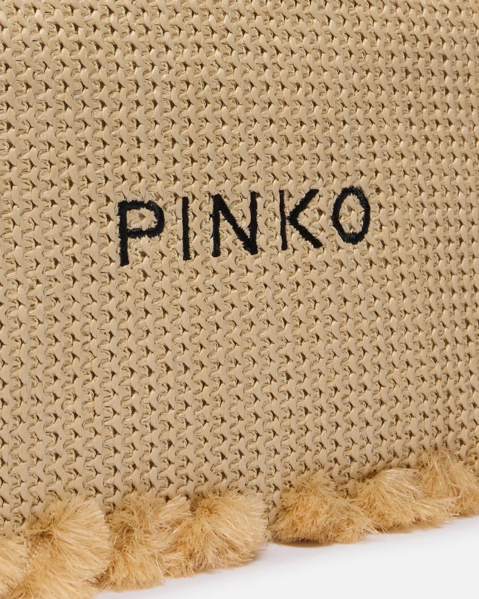 PINKO BORSA FLAT RAFFIA-Beige