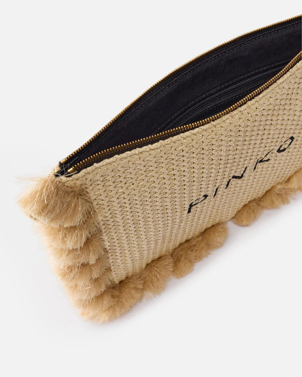 PINKO BORSA FLAT RAFFIA-Beige