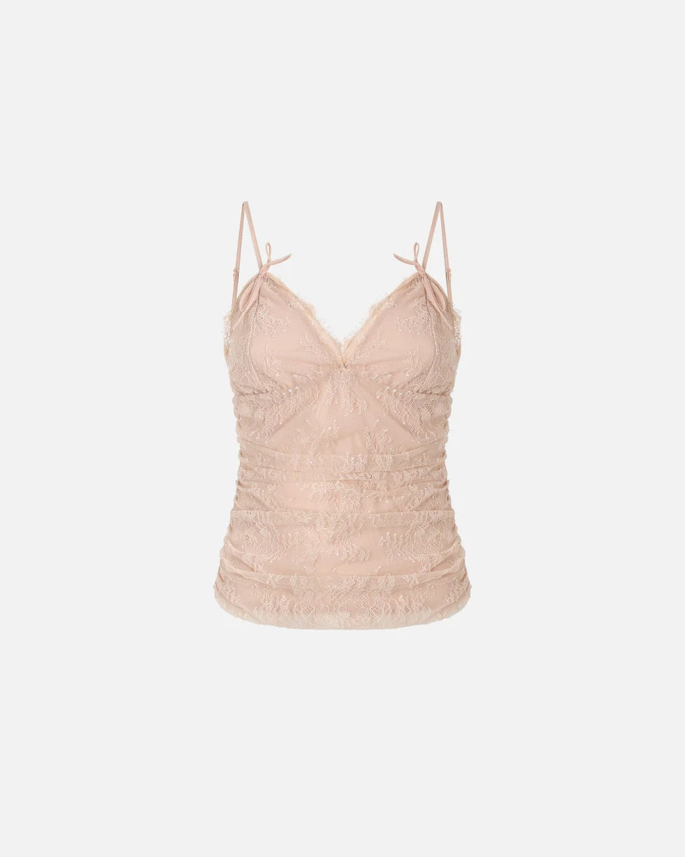 PINKO Top FRAGOLA Pizzo-Rosa Beige