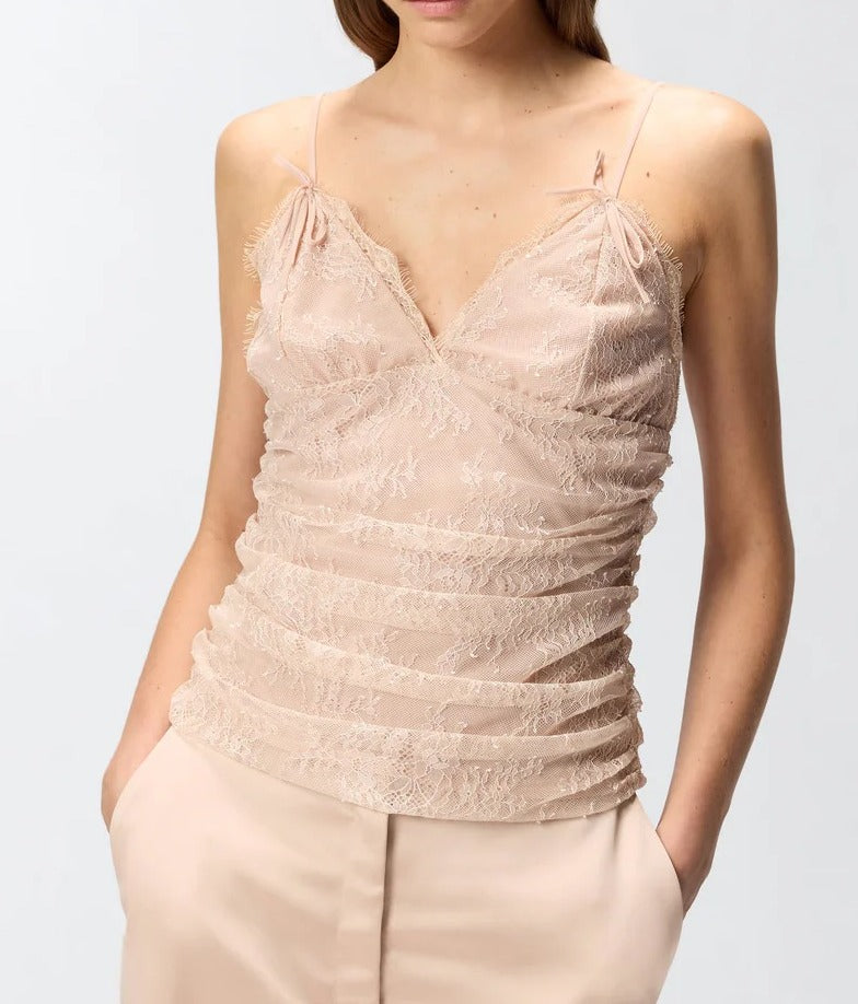 PINKO Top FRAGOLA Pizzo-Rosa Beige