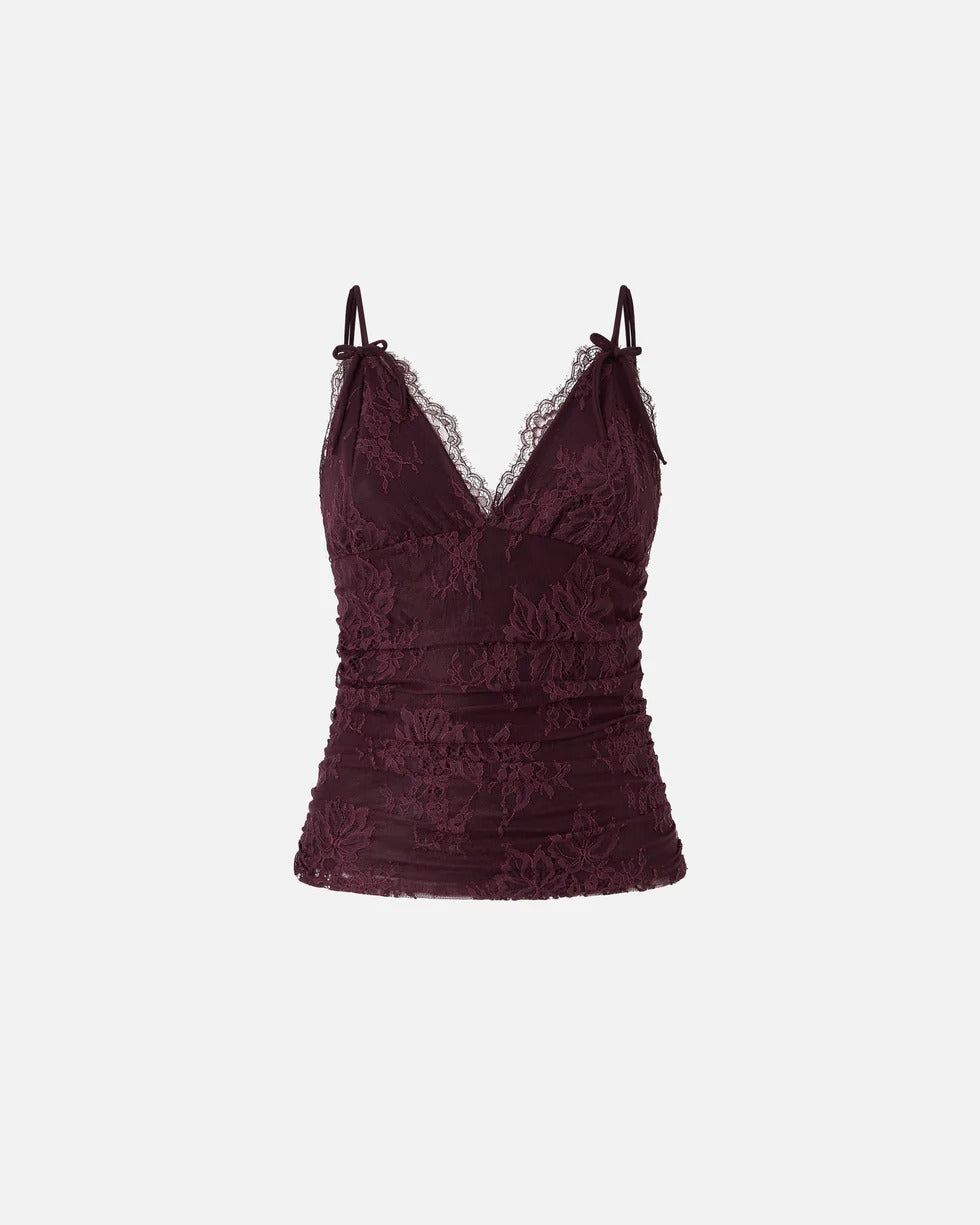 PINKO Top FRAGOLA Pizzo-Bordeaux