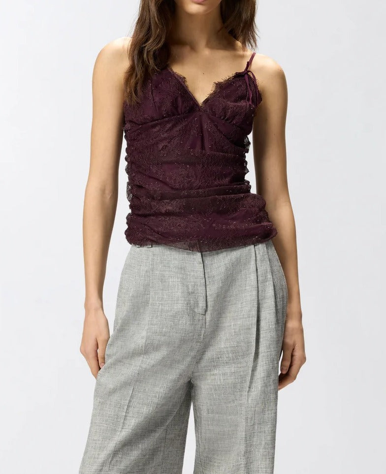 PINKO Top FRAGOLA Pizzo-Bordeaux