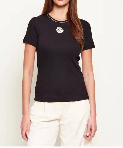PINKO T-SHIRT BRUGHERIO-Nero/Bianco