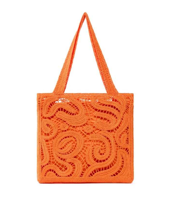 PINKO Borsa SHOPPER CROCHET GEOMETRICO-Arancione