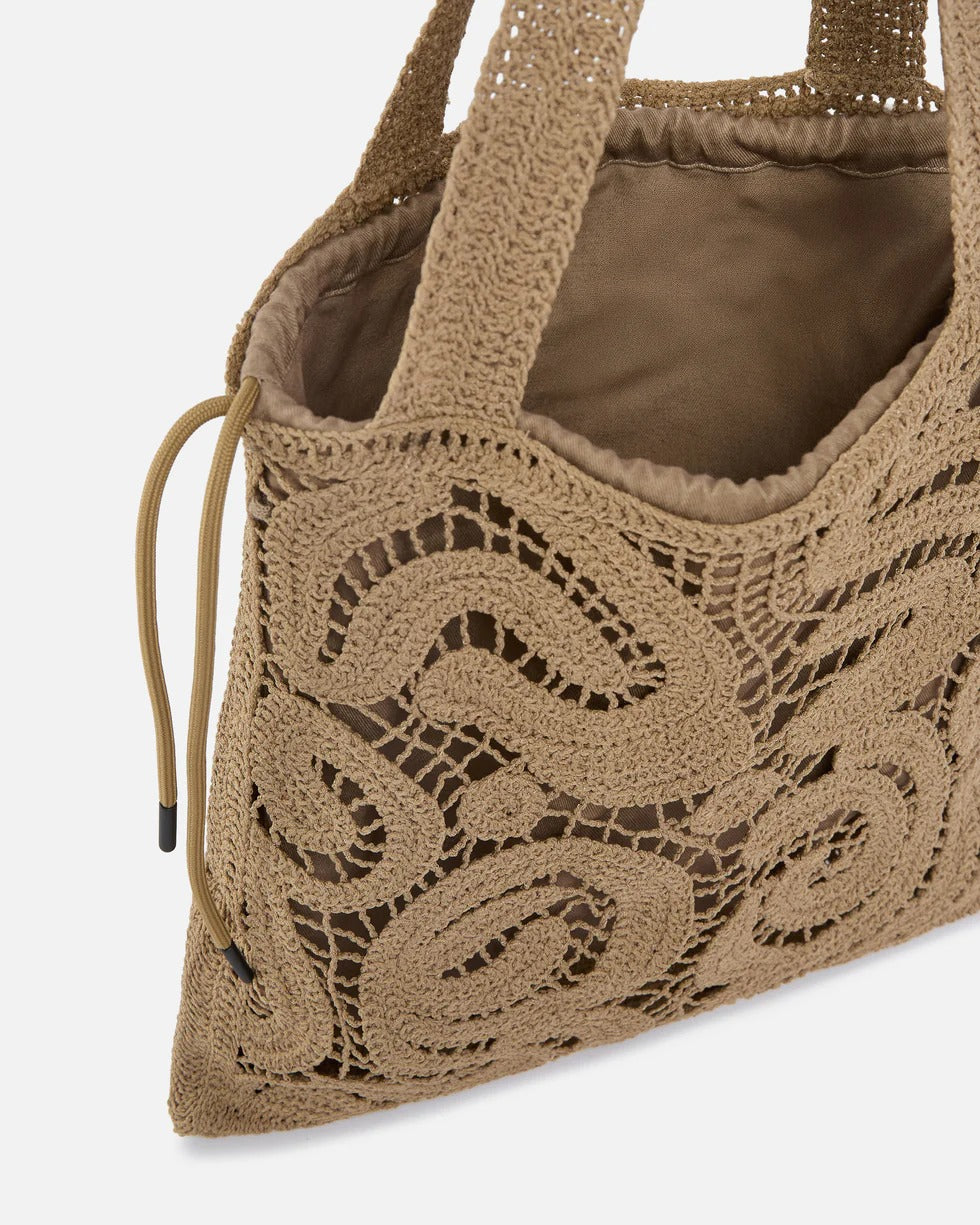 PINKO Borsa SHOPPER CROCHET GEOMETRICO-Marrone