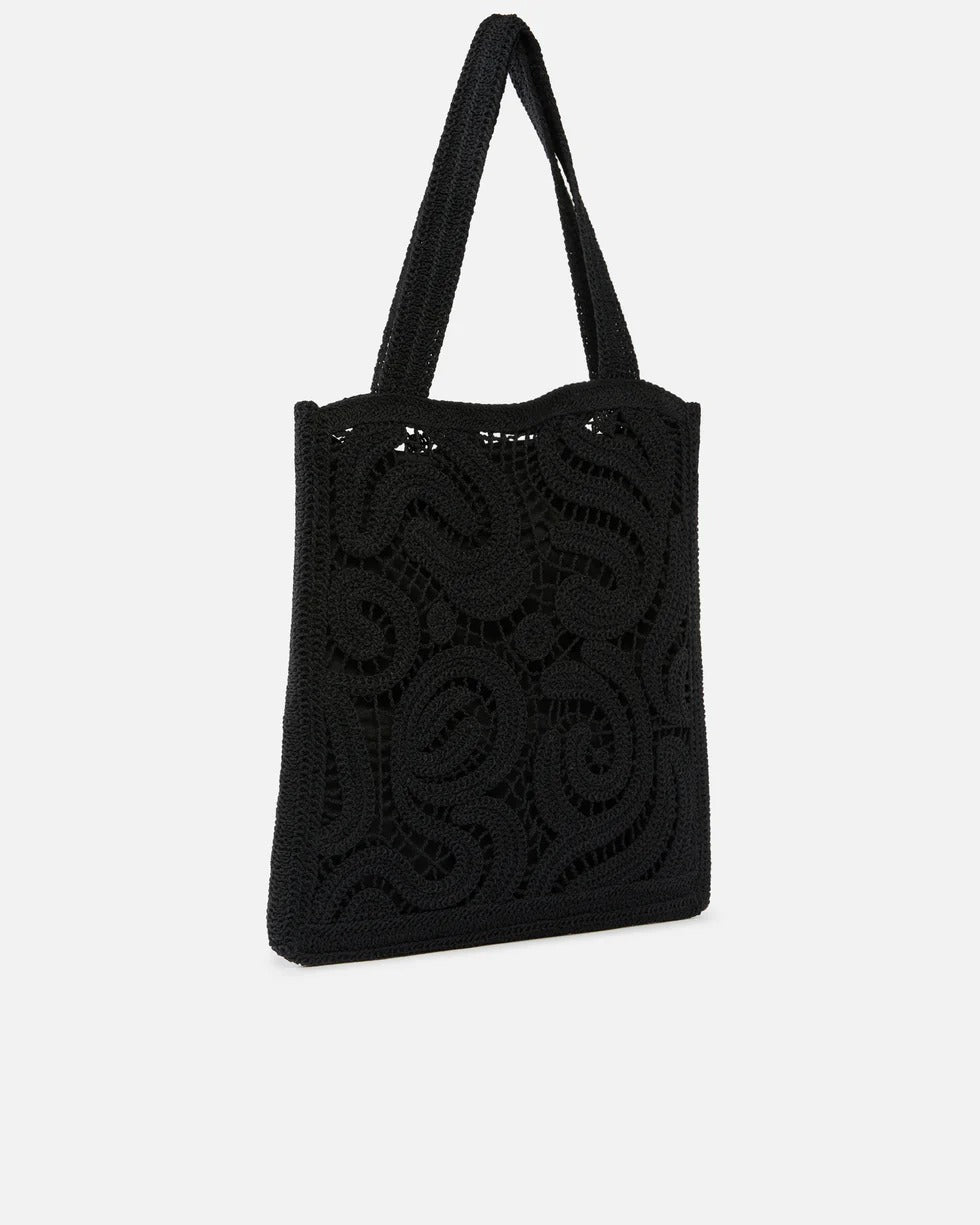 PINKO Borsa SHOPPER CROCHET GEOMETRICO-Nero