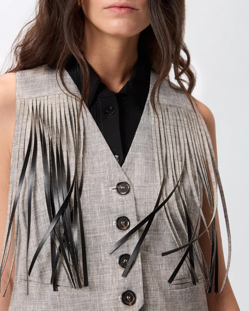 PINKO Gilet BORETTO-Nero/Bianco