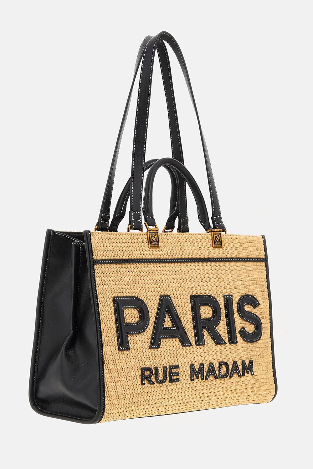 RUE MADAM Borsa ICONIQUE TOTE STRAW-Black