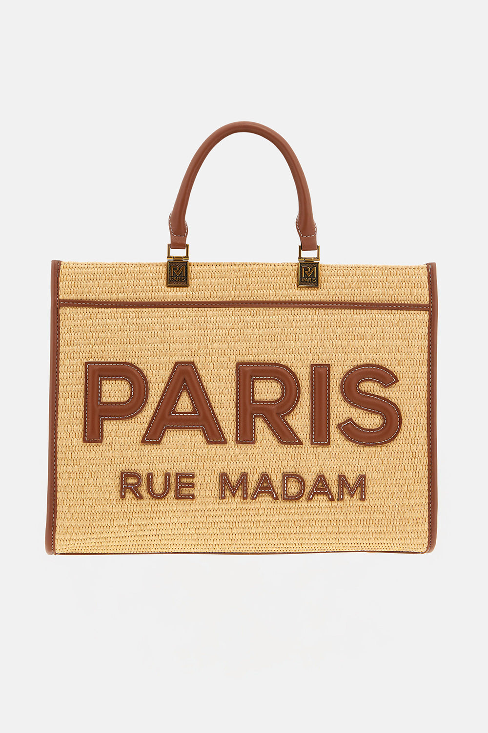 RUE MADAM Borsa ICONIQUE TOTE STRAW-Brown