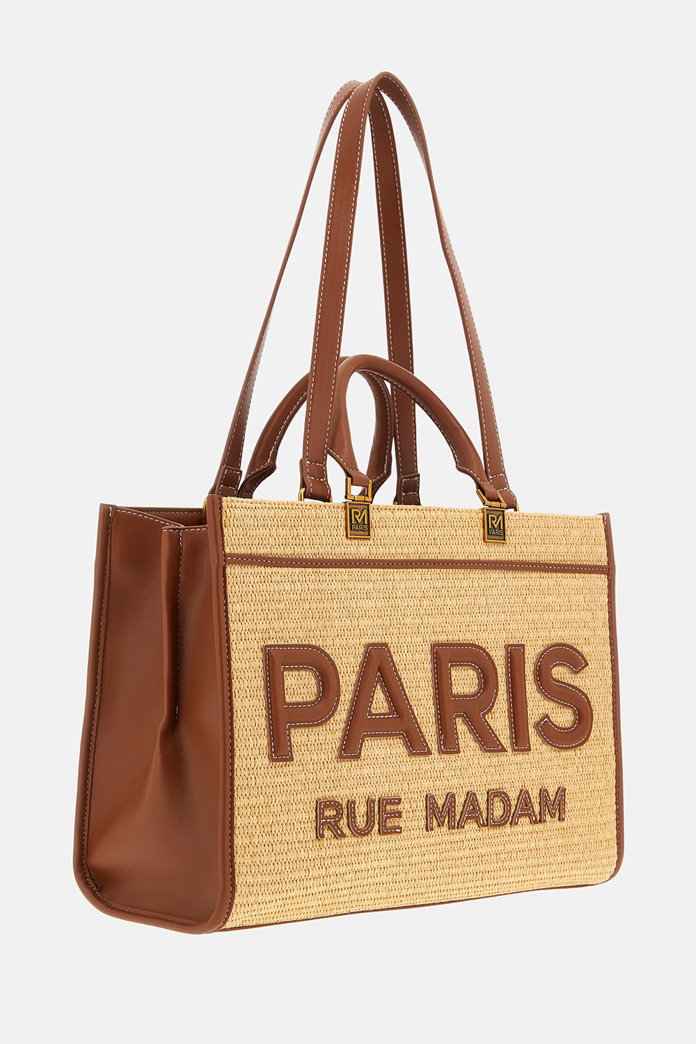 RUE MADAM Borsa ICONIQUE TOTE STRAW-Brown