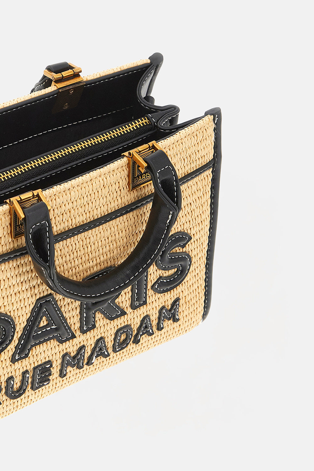 RUE MADAM Borsa ICONIQUE MINI TOTE STRAW-Black