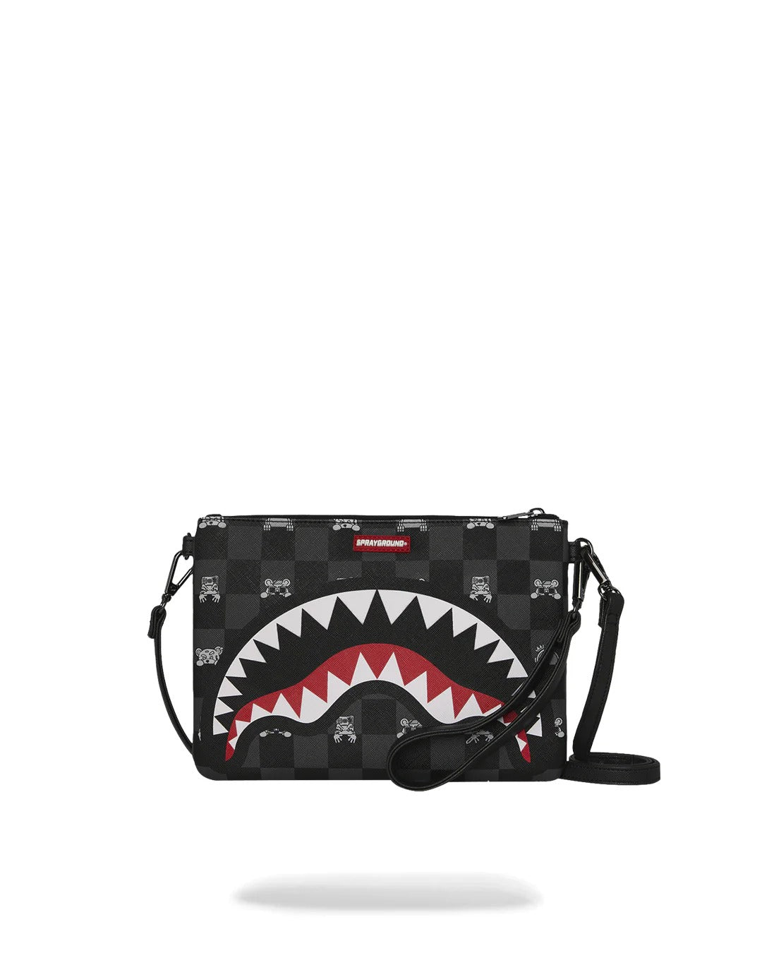 SPRAYGROUND Pochette PEEKING CHARACTER CHECK-Nero Grigio