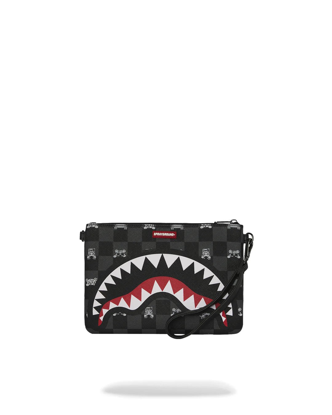 SPRAYGROUND Pochette PEEKING CHARACTER CHECK-Nero Grigio