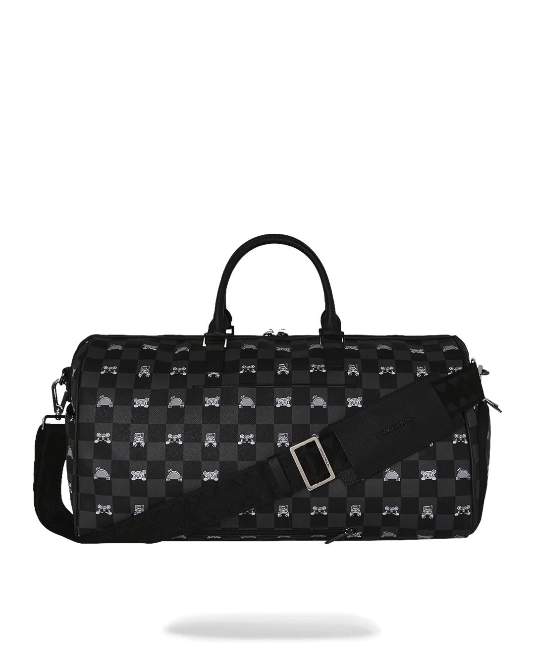 SPRAYGROUND Borsone PEEKING CHARACTER CHECK LARGE-Nero Grigio