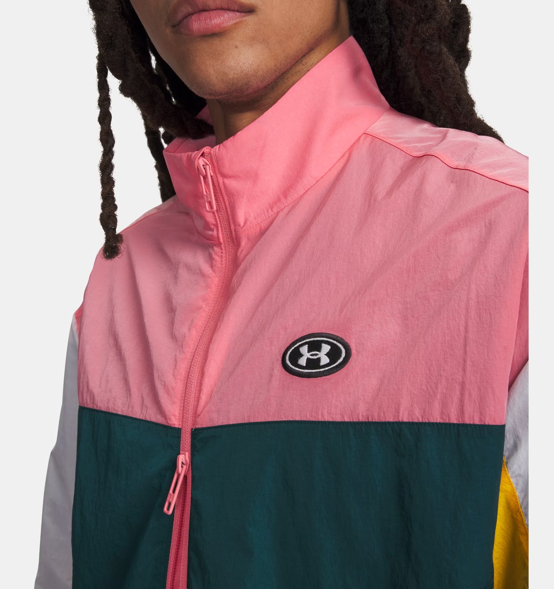 UNDER ARMOUR Giacca Uomo ICON WOVEN TRACK-Pink/Arden Green/White