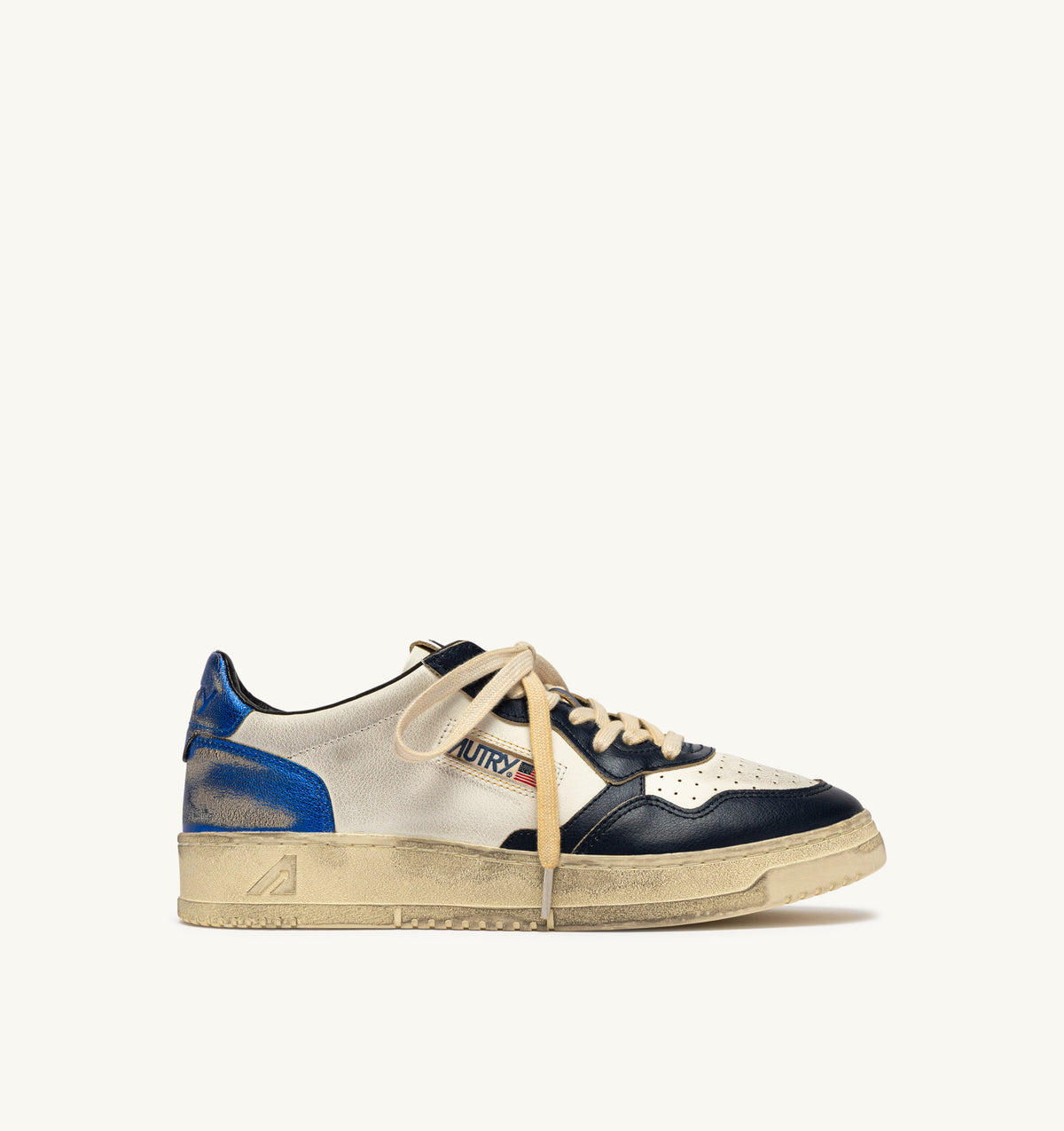 AUTRY Sneaker Uomo Medalist Low Super Vintage-White Space Blue Blue