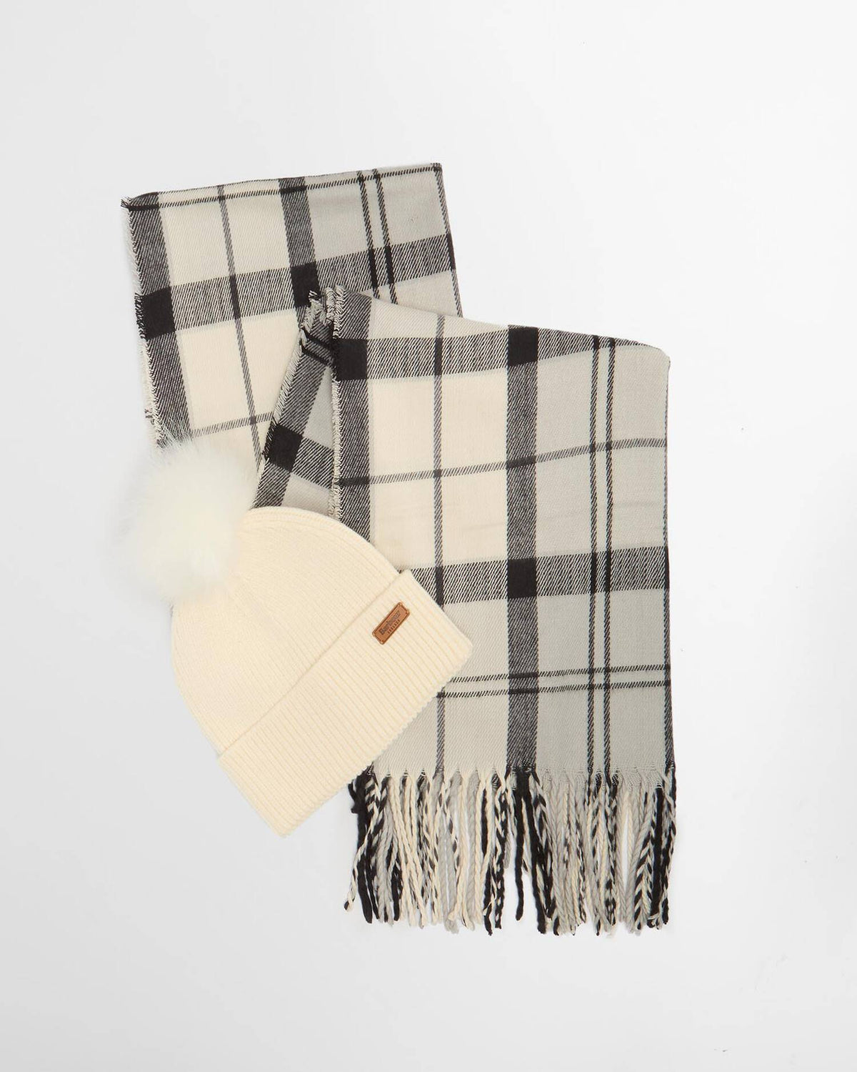 BARBOUR Set Donna Berretto Dover Sciarpa Hailes-Monochrome Tartan