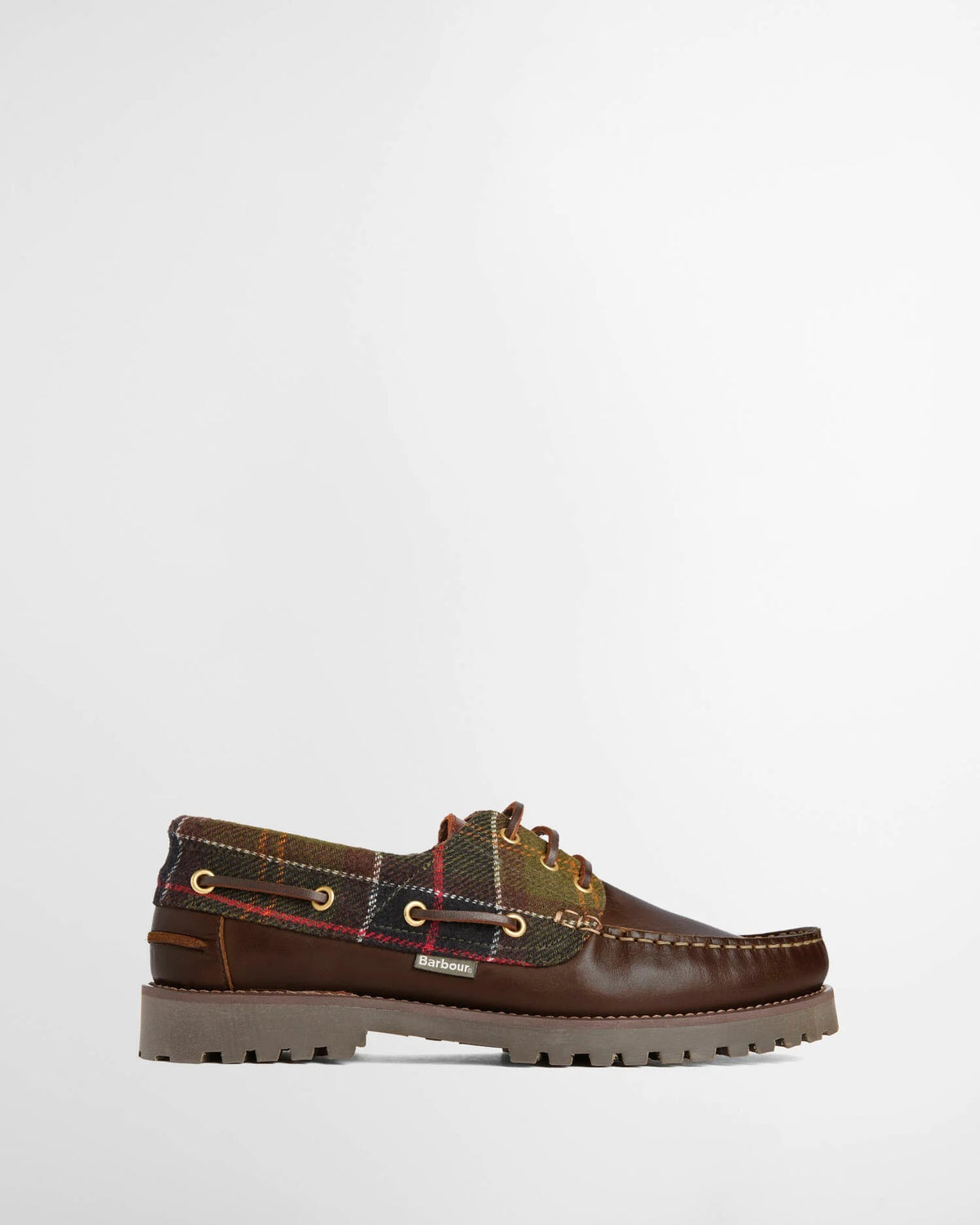BARBOUR Scarpa Uomo BOAT SHOE Re-Engineered-Brown/Classic Tartan